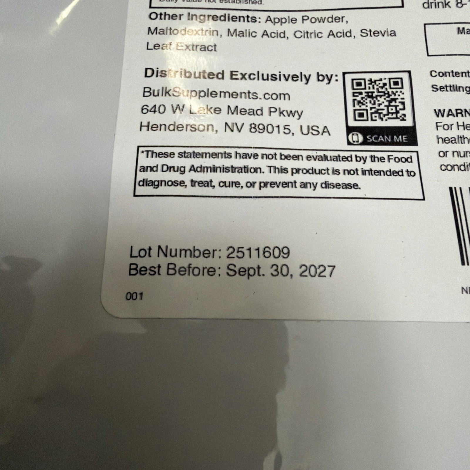 Bulk Supplements Creatine Monohydrate Sour Green Apple Flavored 24.6oz BRAND NEW