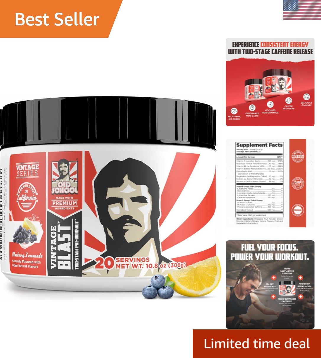 Pre Workout Supplement with Natural Ingredients for Laser Focus & Energy