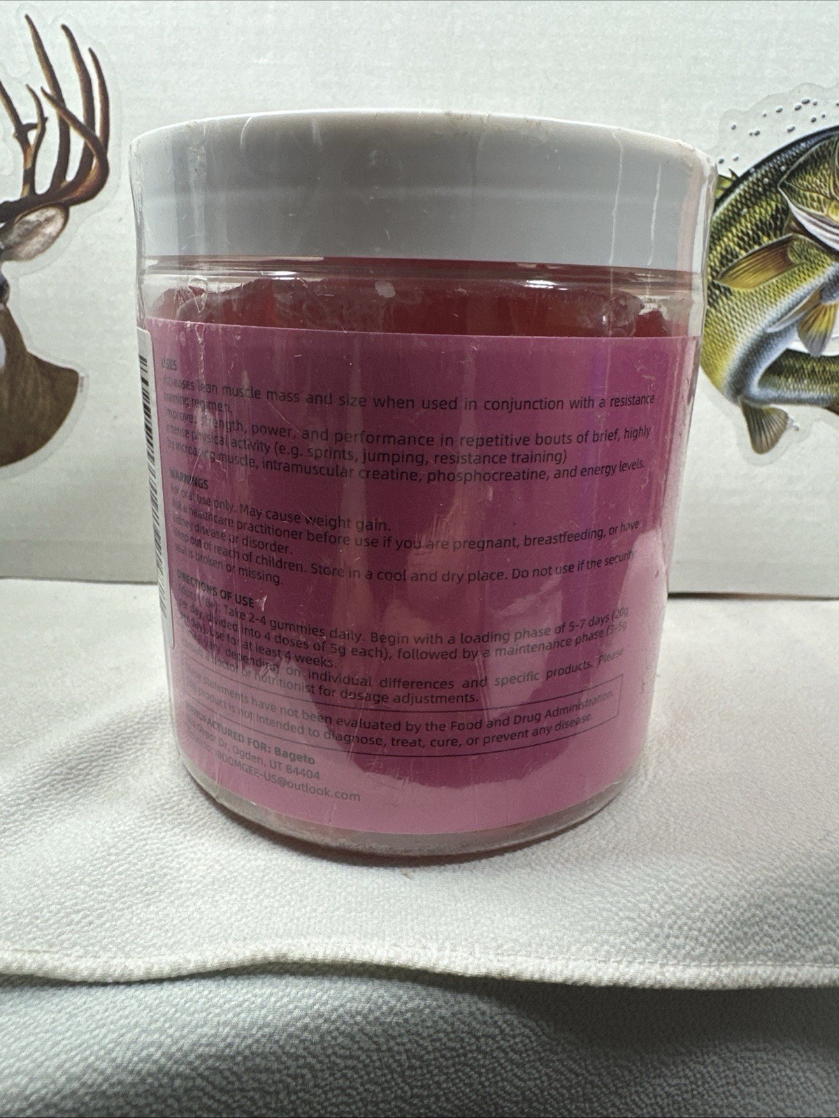 Bageto Creatine Monohydrate 5000mg Gummies Strawberry Flavor 120 Ct 08/26
