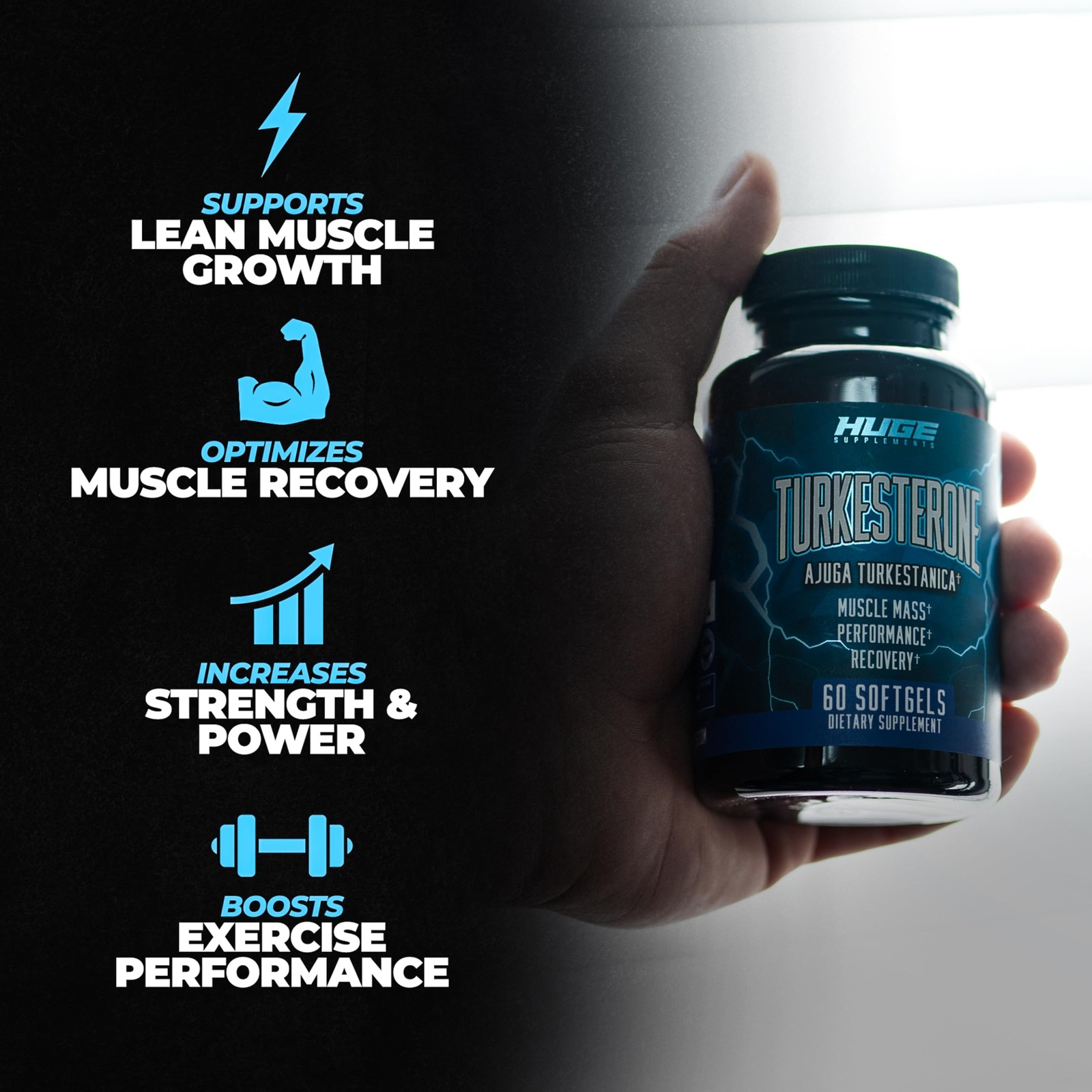Turkesterone Supplement 500mg Ajuga Turkestanica Extract, Improve Lean Muscle…