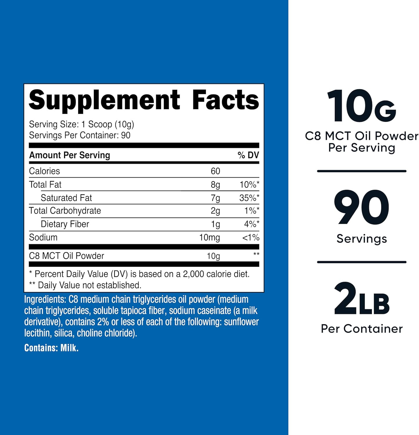 C8 MCT Oil Powder 2LBS (32Oz) – 95% C8 MCT Oil Powder