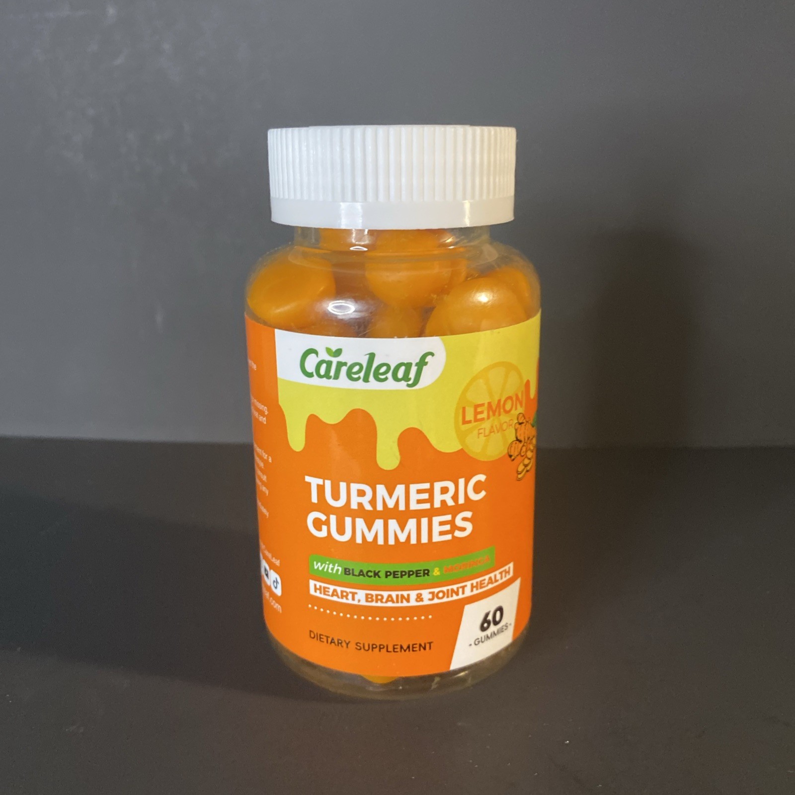 Careleaf Turmeric Gummies with Black Pepper & Moringa Lemon Flavor 60ct FreeShip
