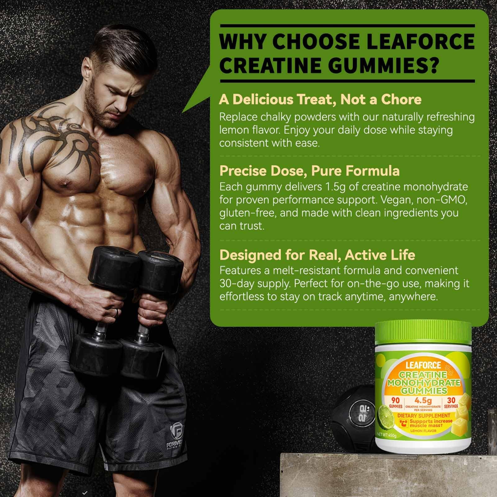 Creatine Monohydrate Gummies for Men & Women, 4.5g Creatine Monohydrate per S…