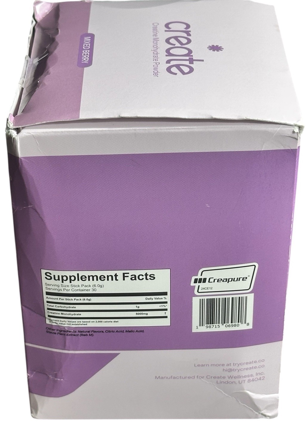 Create Creatine Monohydrate Powder Mixed Berry Dietary Supplement 30 sticks New
