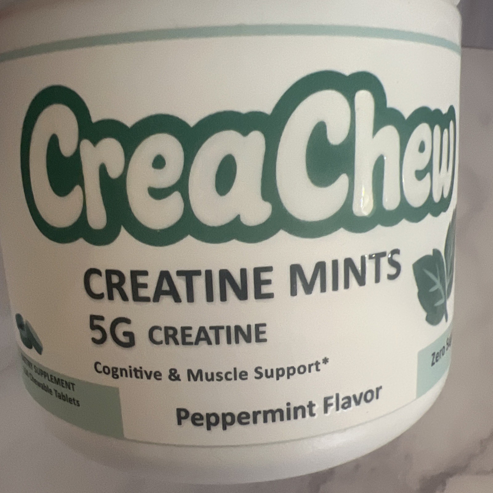CreaChew Creatine Monohydrate Chewable Peppermint Mints 5g Sugar-Free