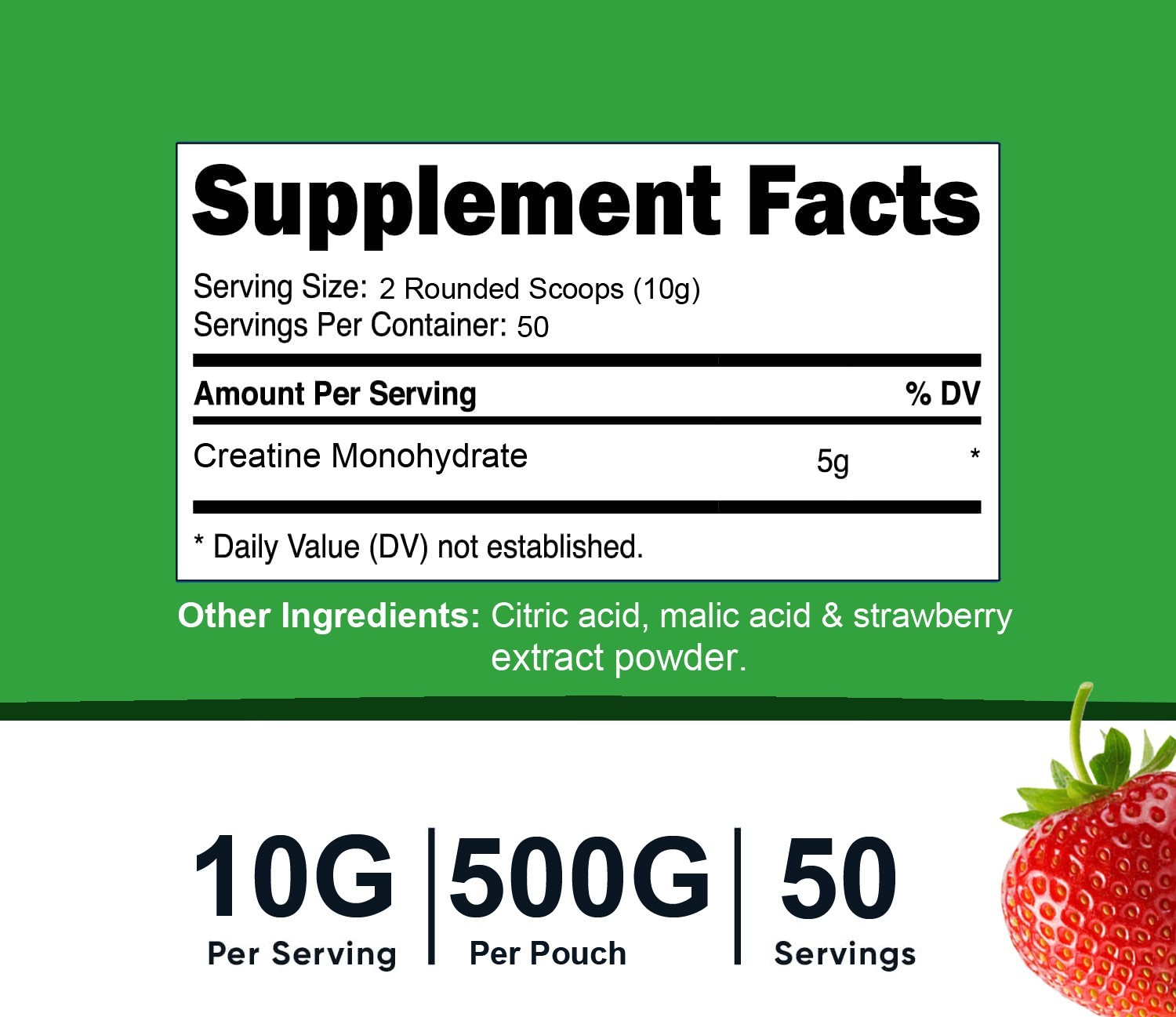 Creatine Monohydrate 500g (18OZ) , Micronized Powder Strawberry Flavored By FDC