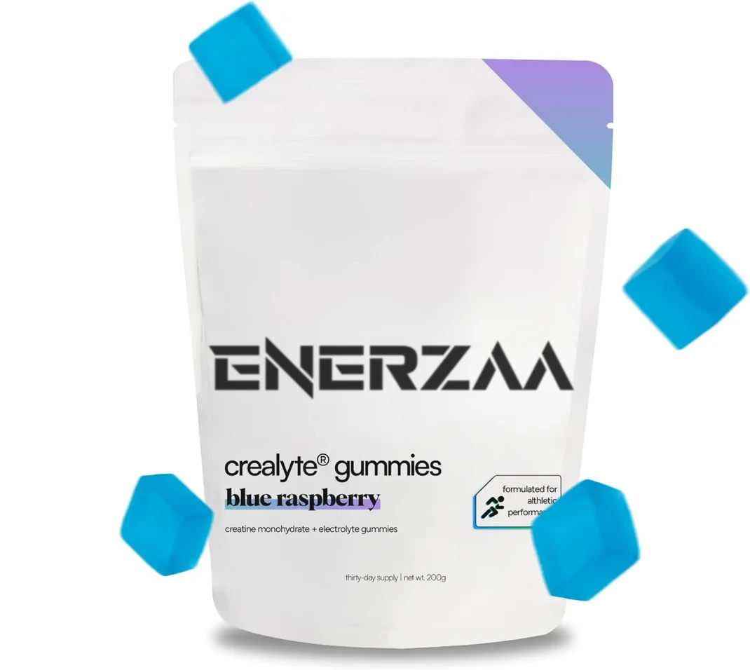 Enerzaa Creatine Electrolyte Gummies Blue Razz 30 Day Supply 60 Count EXP 4/2027