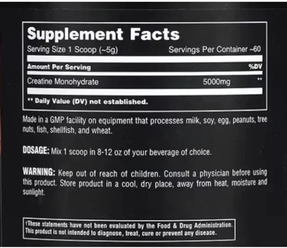 Universal Animal Creatine Monohydrate micronized 500g, Unflavored, 100 servings