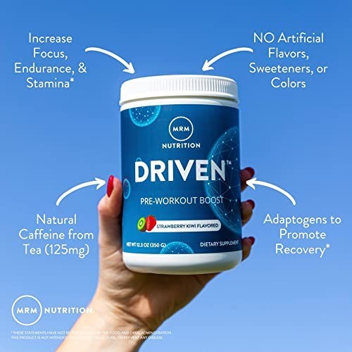 Pre Workout Powder – Energy & Focus Boost, 29 Servings, Strawberry Kiwi, Vegan,