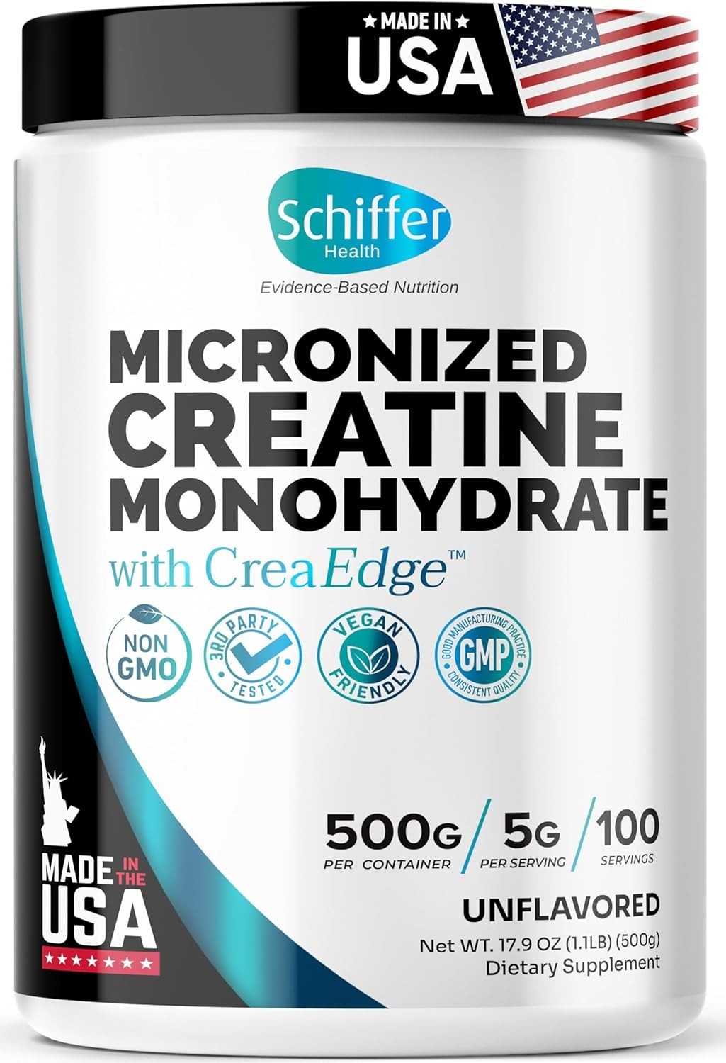 Creatine Monohydrate Powder 500g – Supports 1.12 Pound (Pack of 1), White