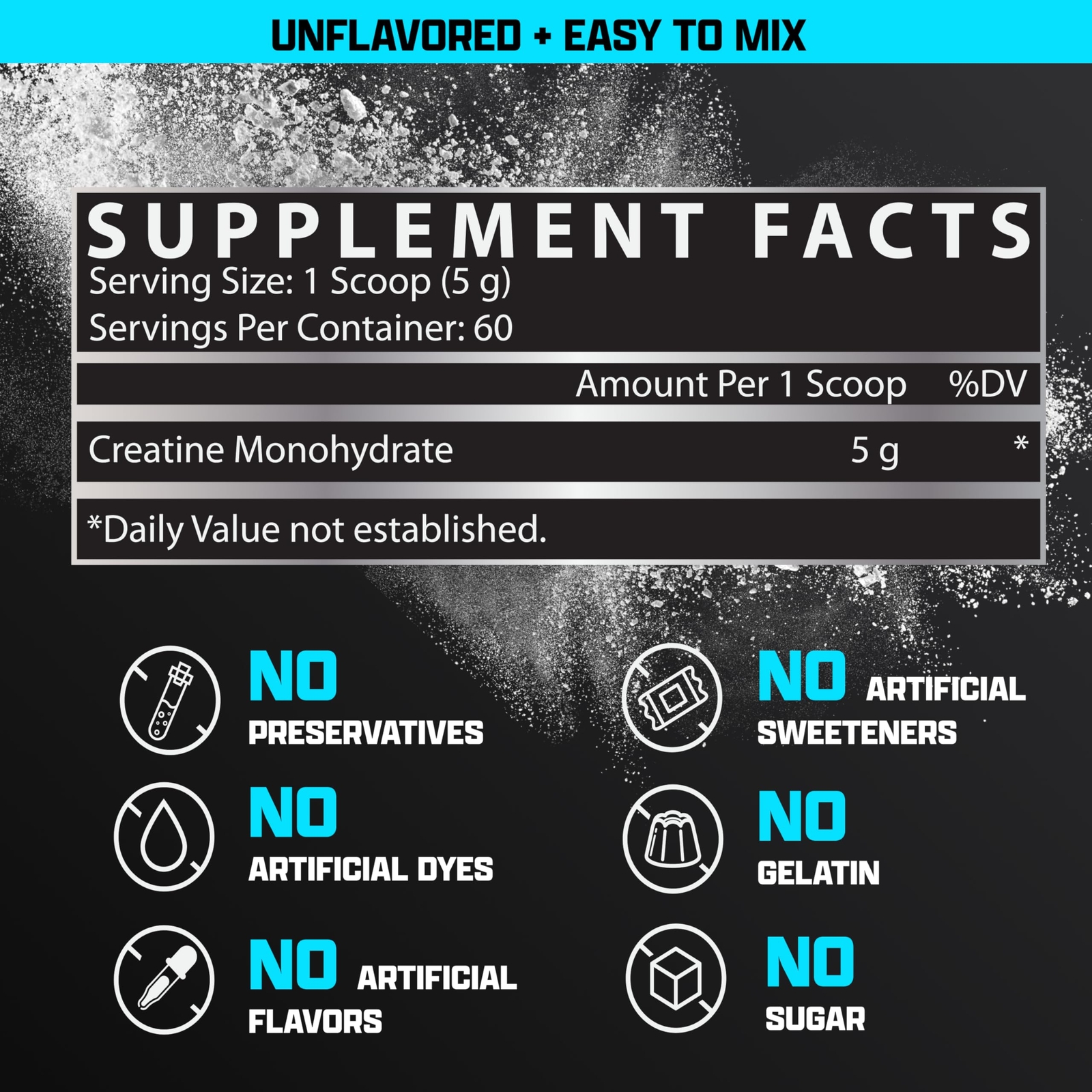 Creatine Monohydrate Powder 60 Servings Unflavored High Potency Muscle Support