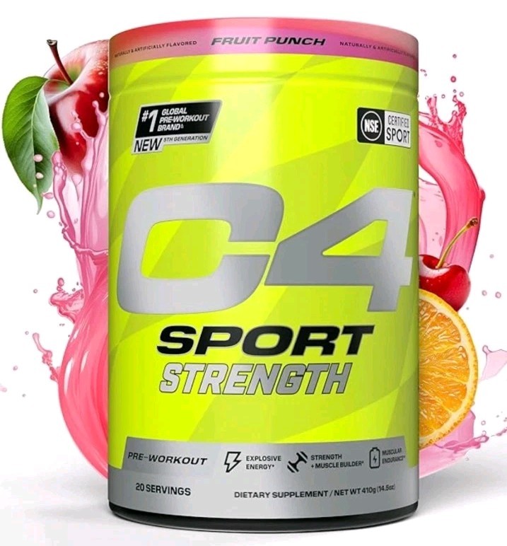 Cellucor C4 Sport Strength Pre Workout Powder Beta Alanine Creatine Fruit Punch