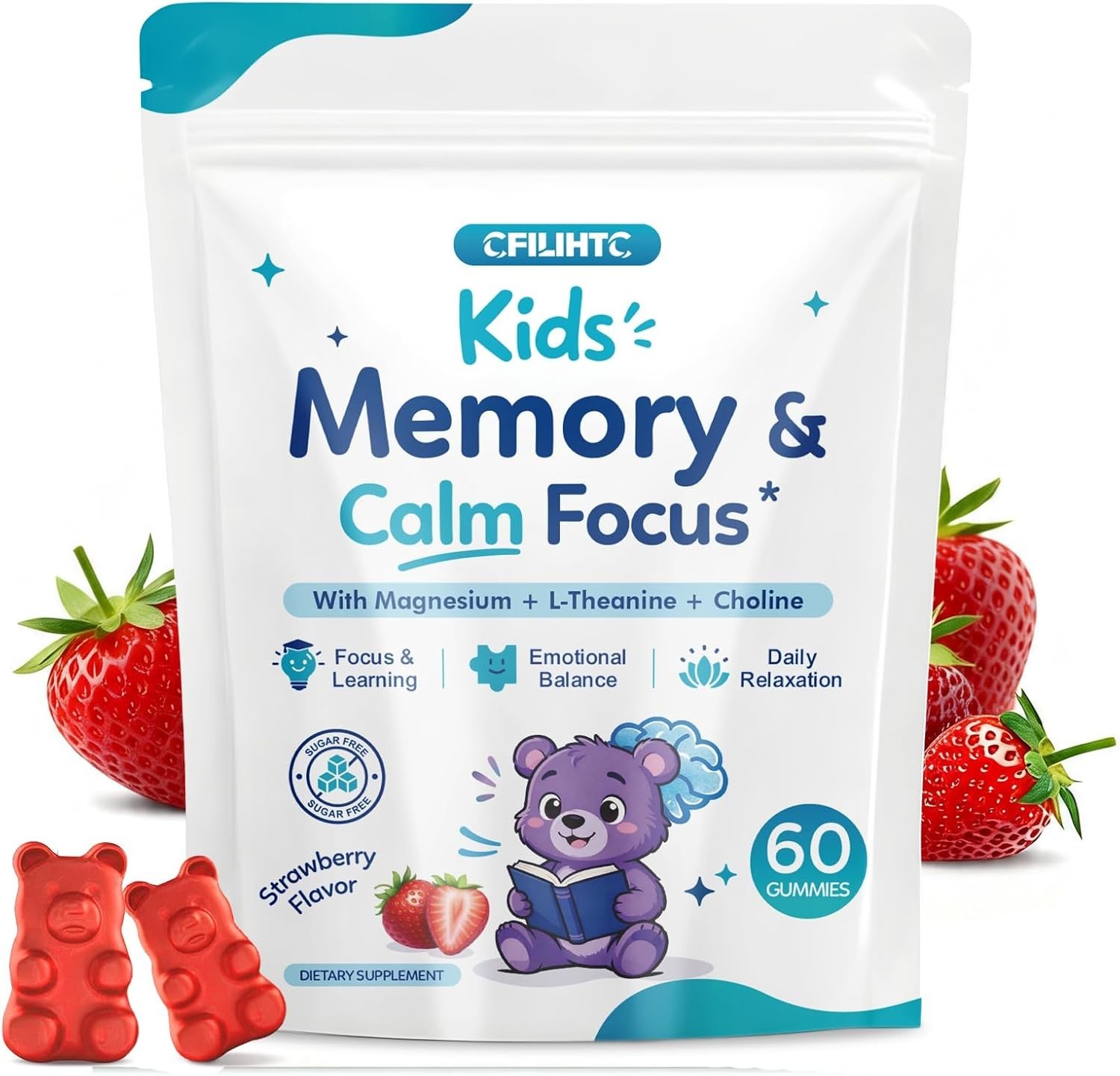 Kids Focus & Memory Gummies with Magnesium Glycinate, Phosphatidylserine