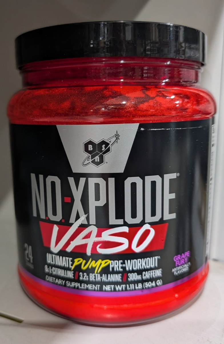 BSN NO-Xplode VASO Ultimate Pump Pre-Workout, Grape Fury 1.11 lb 24 Servings