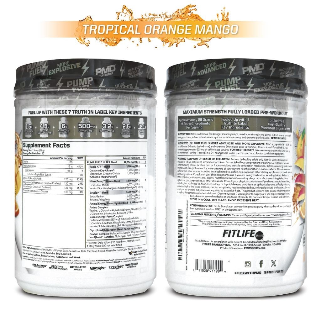 PUMP FUEL ULTRA INSANITY GLYCO LOAD TROPICAL ORANGE MANGO