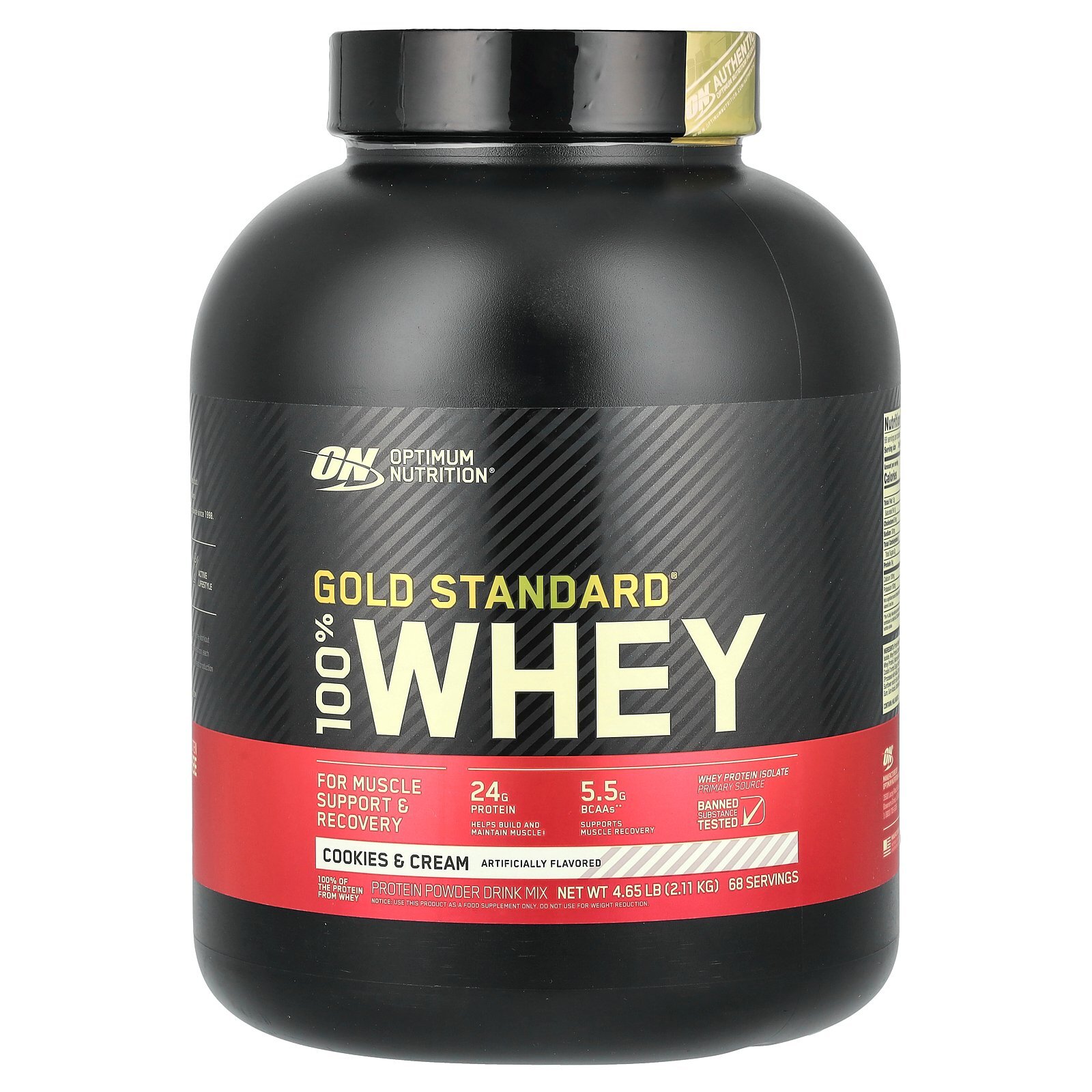 Gold Standard 100% Whey, Cookies & Cream, 4.65 lb (2.11 kg)