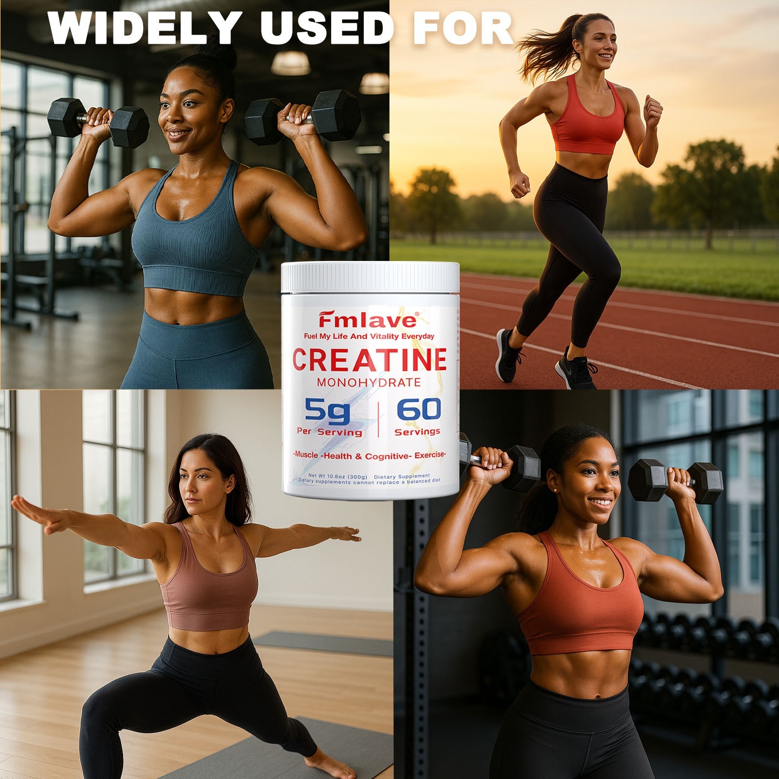 Unflavored CREATINE Monohydrate Powder Micronized For Men & Women 60 Servings