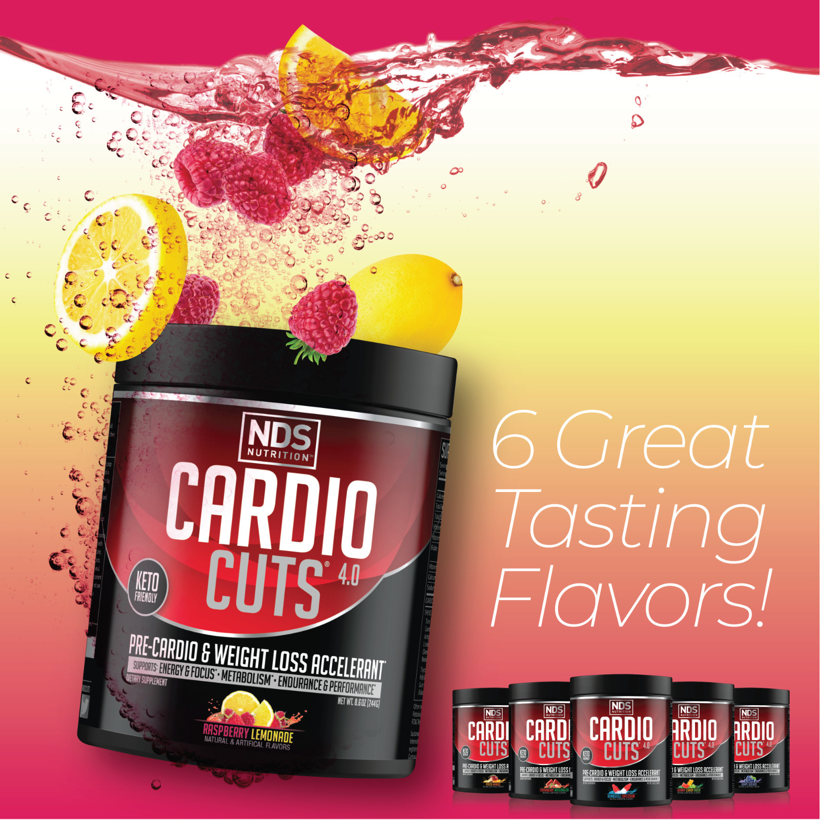CARDIO CUTS 4.0 Pre-Cardio – Weight Loss Drink Mix – Razz Lemonade (40 Servings)