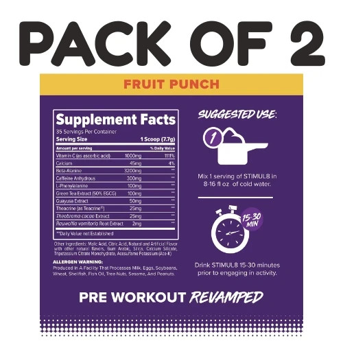 FINAFLEX STIMUL8 Pre-Workout – Fruit Punch – 35 Servings – Pack of 2