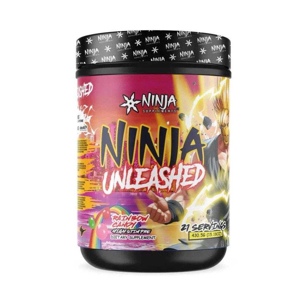 NINJA UNLEASHED HIGH STIM PRE WORKOUT 600mg from 3 different Caffeine Sources! ￼