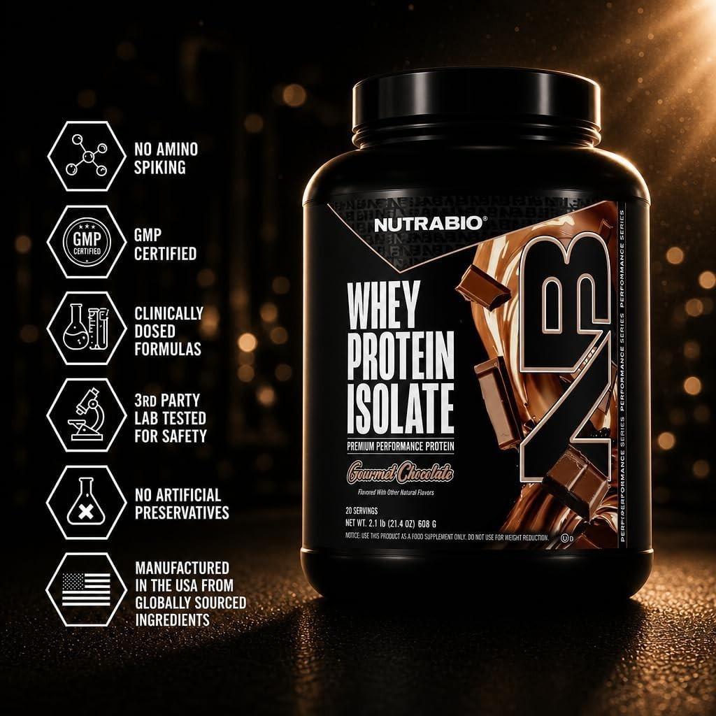 Whey Protein Isolate Powder 5lb-74 Servings Gourmet Chocolate NutraBio Complete