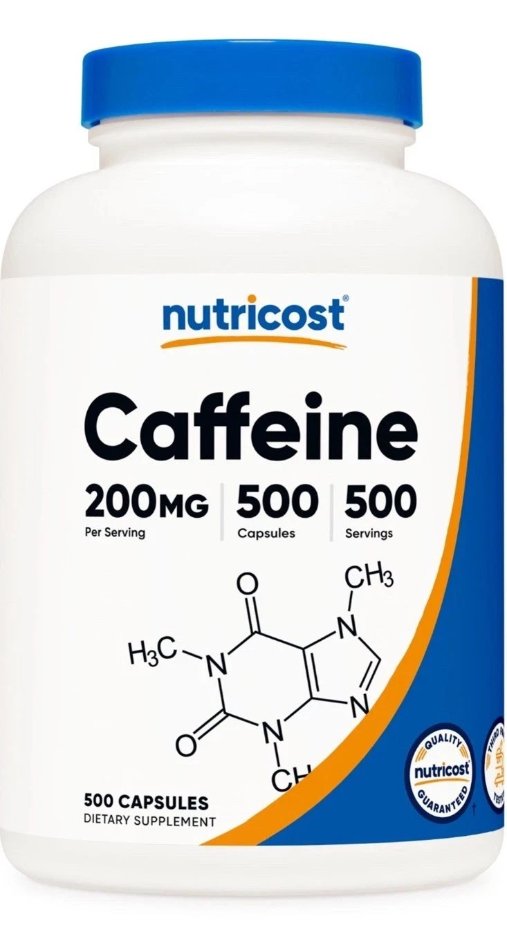 Nutricost Caffeine Pills, 500 Capsules, 500 Servings, 200mg Per Serving