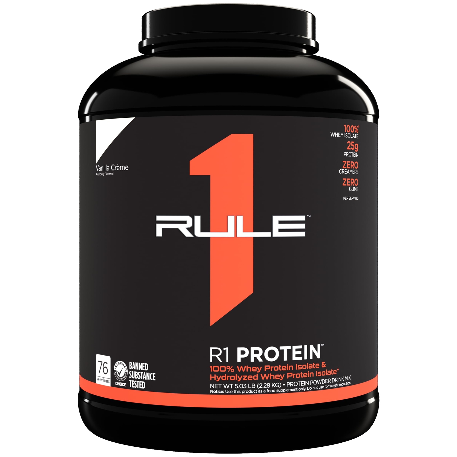 Rule 1 R1 Protein Vanilla Creme – 5.03 lbs Powder – 25g Whey Isolate & Hydrol…