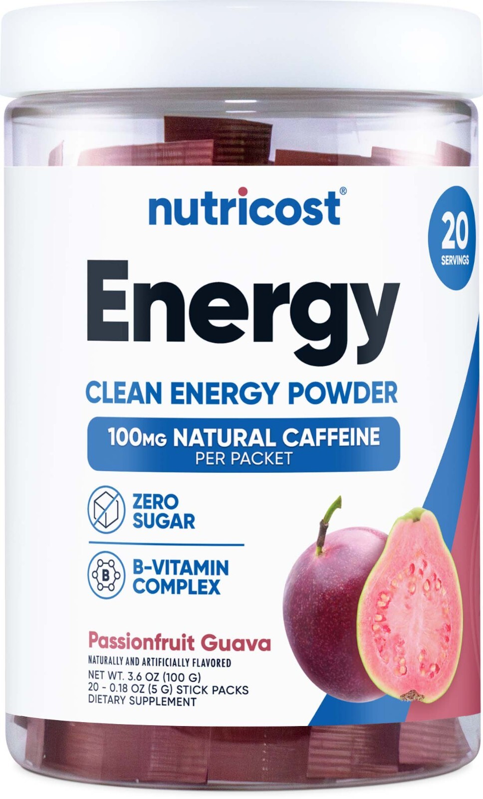 Nutricost Energy Complex Stickpack (20 servings) Passionfruit Guava Flavored