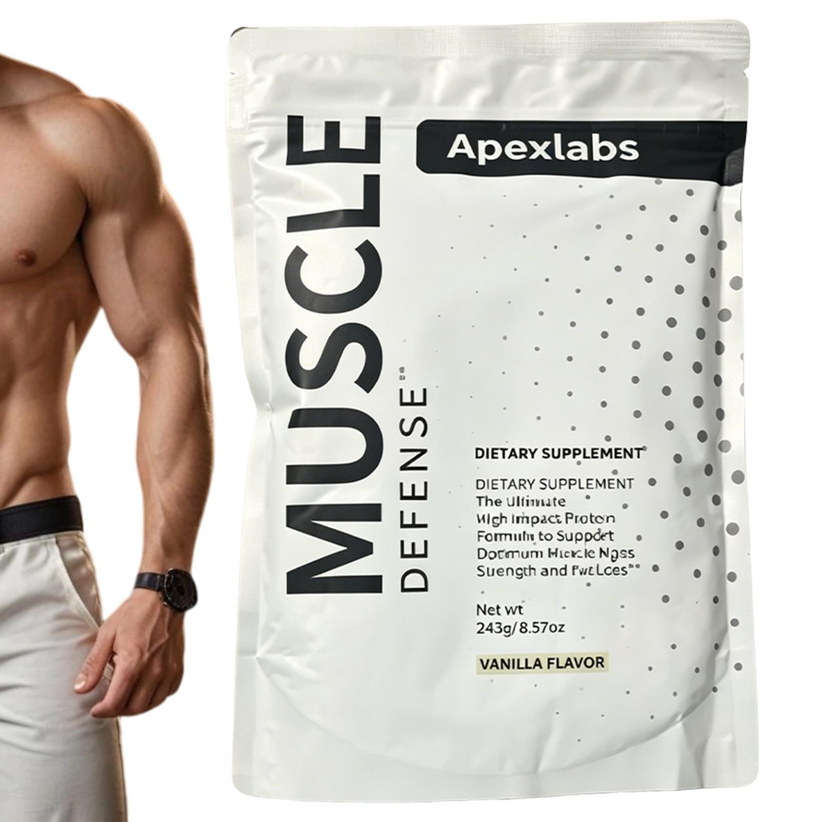 Apex Labs Muscle Defense Dietary Supplement, Vanilla -243g