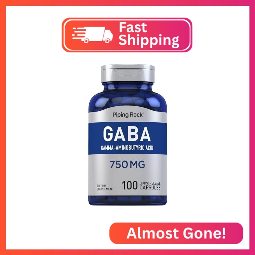 Piping Rock GABA Supplement | 750 mg | 100 Capsules