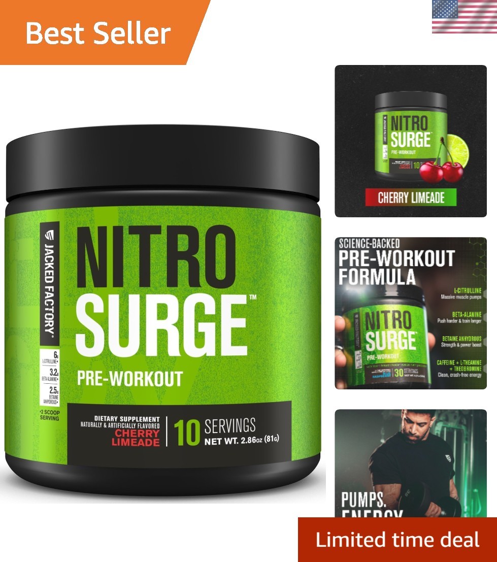 Cherry Limeade NITROSURGE Pre Workout – 10 Servings of Energy & Strength Boost