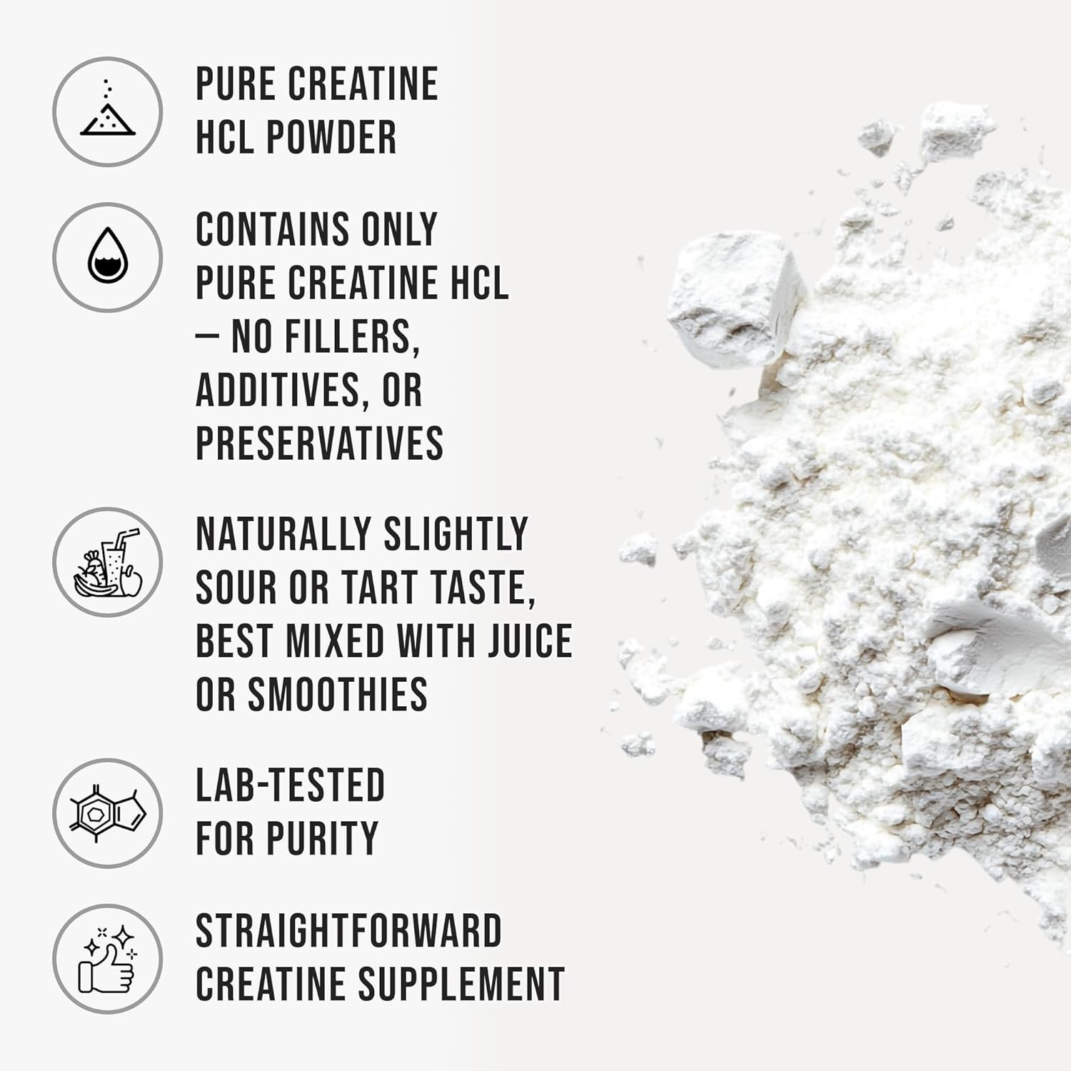Whyz Pure Creatine HCL Powder Unflavored HCL Creatine Supplement Mix Non-GMO