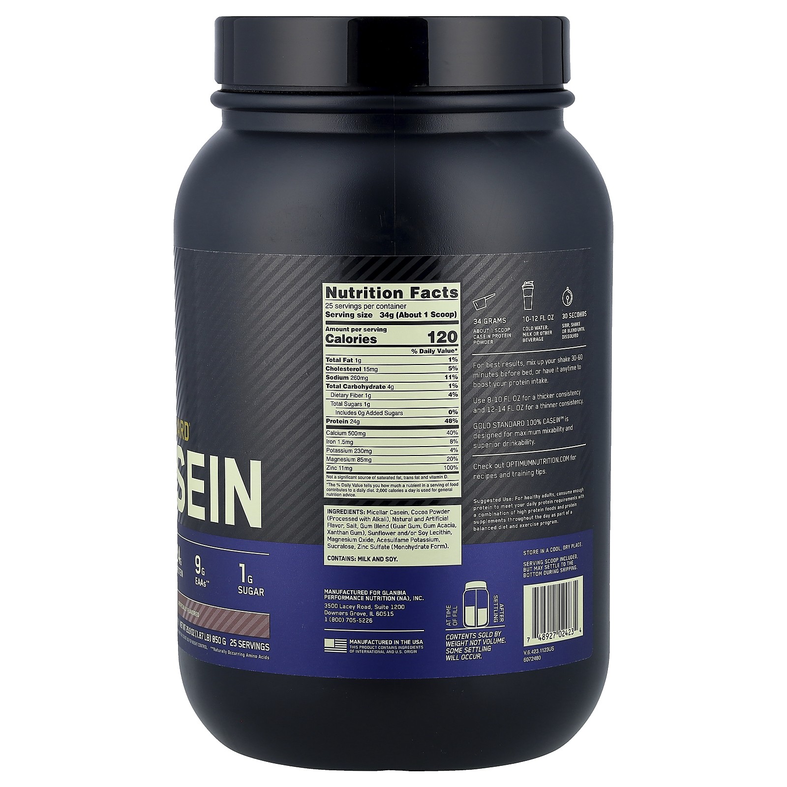 Gold Standard 100% Casein, Chocolate Supreme, 1.87 lb (850 g)