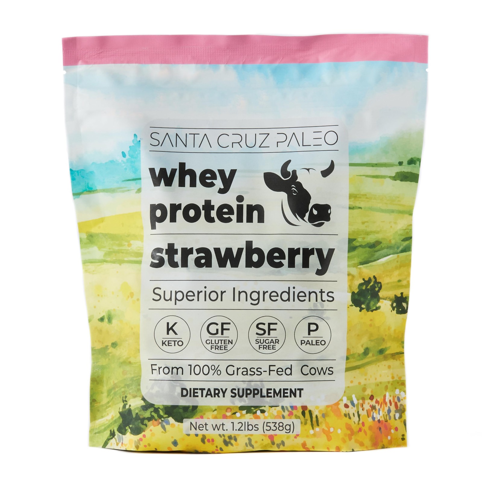 Santa Cruz Paleo Whey Protein Powder, Strawberry, 20 Servings, 1.2lb Bag