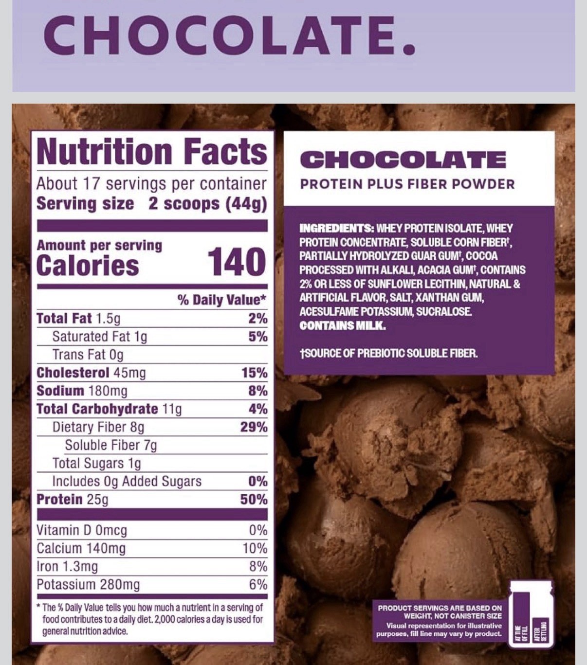 Premier Protein Powder Plus Fiber 25g Protein 7g Fiber Chocolate No Added Sug…
