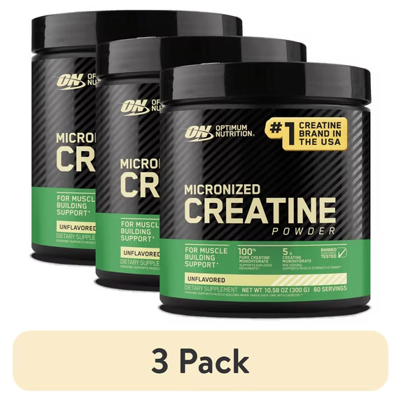 (3 pack) Optimum Nutrition, Micronized Creatine Powder, Unflavored 60 Servings