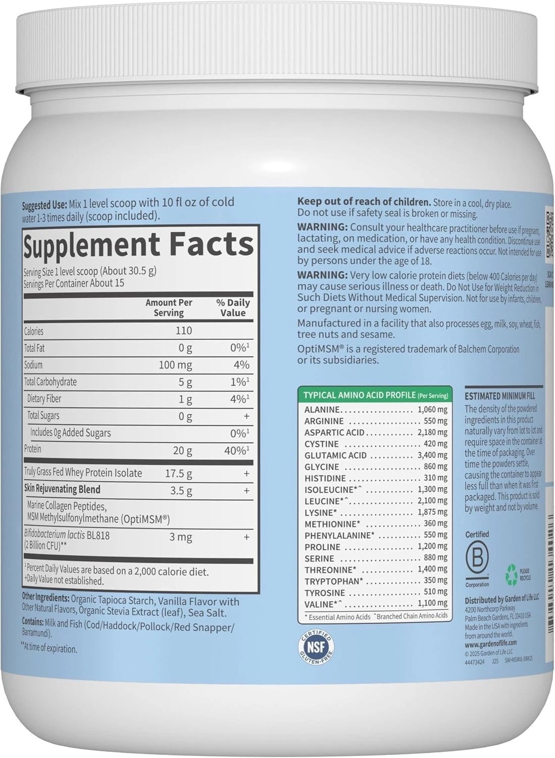 Sport, Grass Fed Whey+, Vanilla, 1 lb 0.14 oz 457.5 g