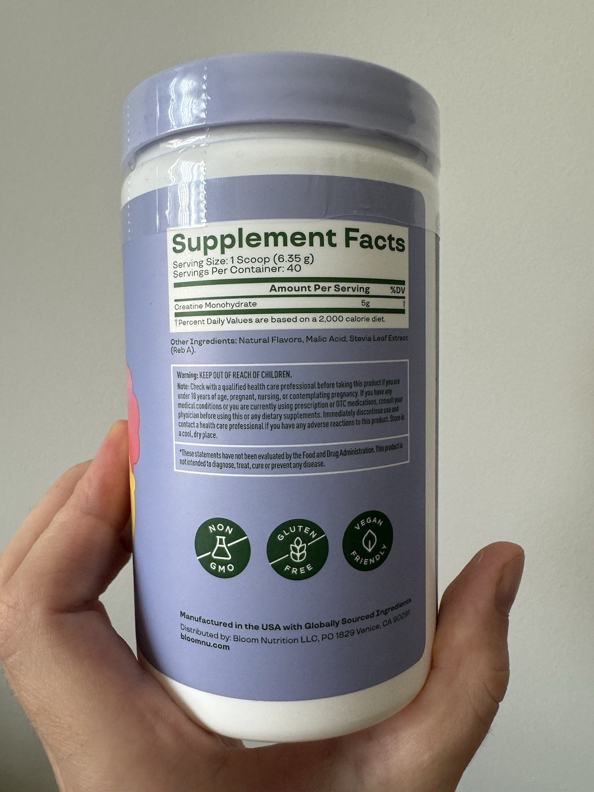 Bloom Nutrition Creatine Monohydrate Powder (40 Servings) – Supports Energy,