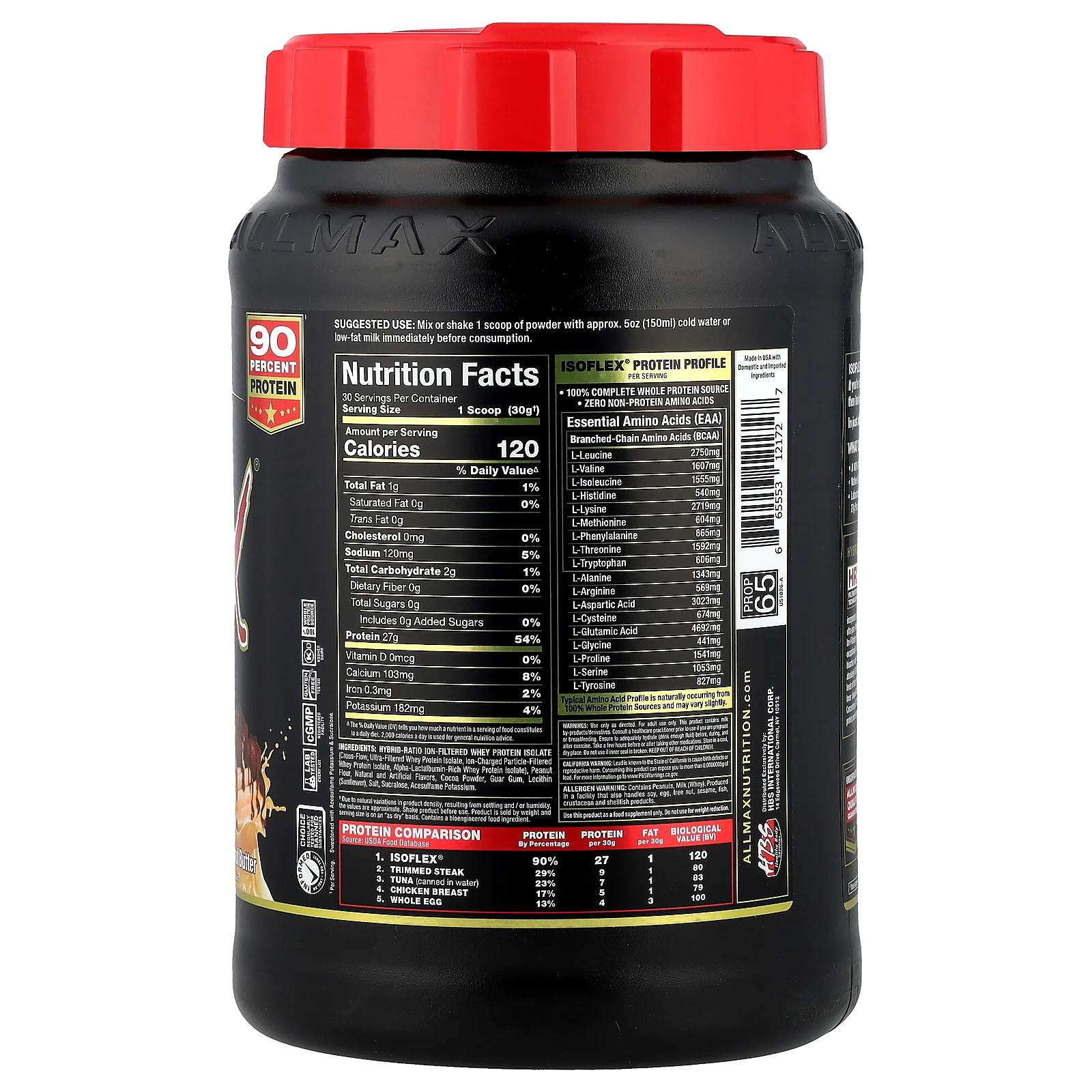Isoflex, 100% Pure Whey Protein Isolate, Chocolate Peanut Butter, 2 lbs (907 g)