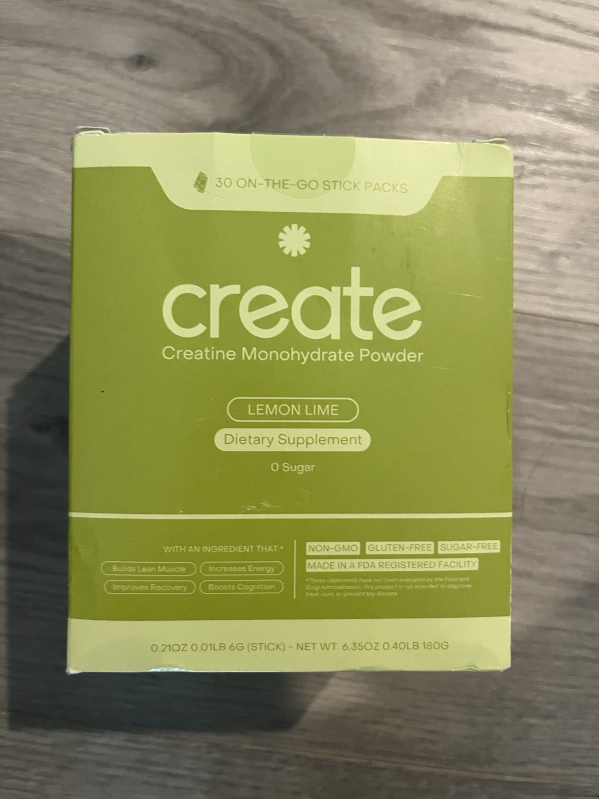 Create Creatine Monohydrate Powder Lemon Lime Dietary Supplement 30 sticks 08/27