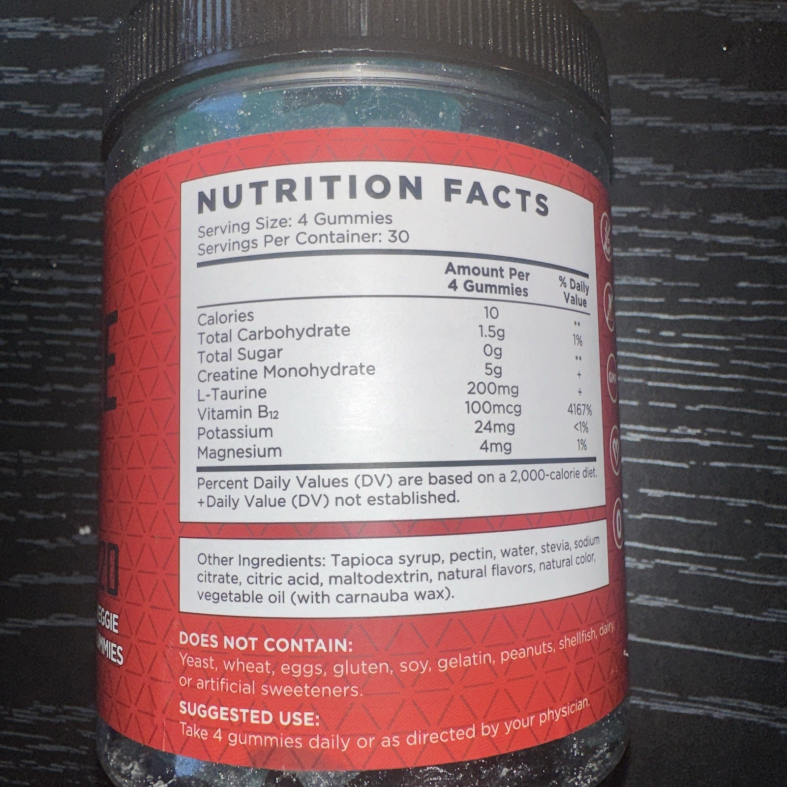 Creatine Monohydrate Gummies, Blue Raspberry