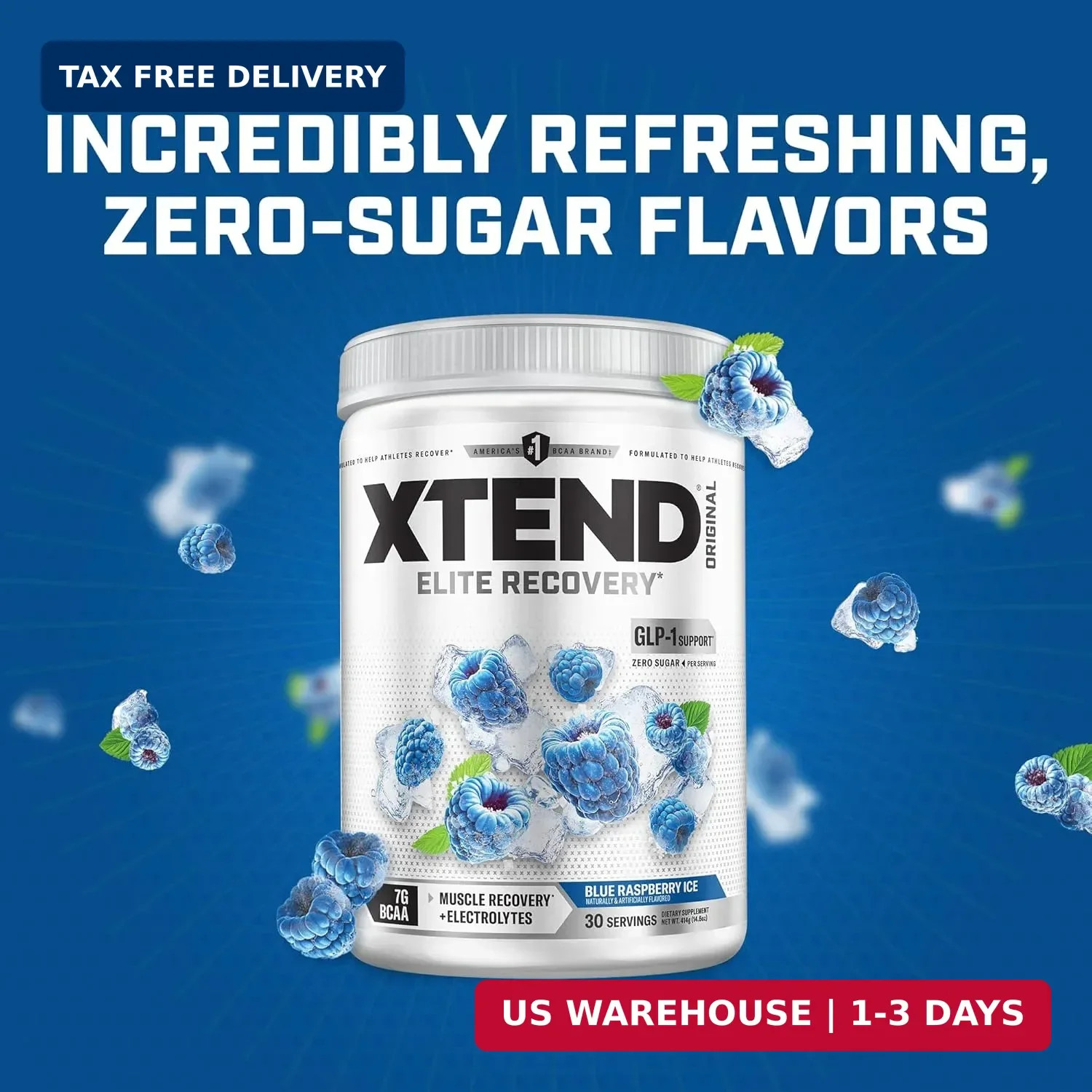 Xtend Original BCAA Powder with Zero Sugar, 7g BCAA, 30 Servings