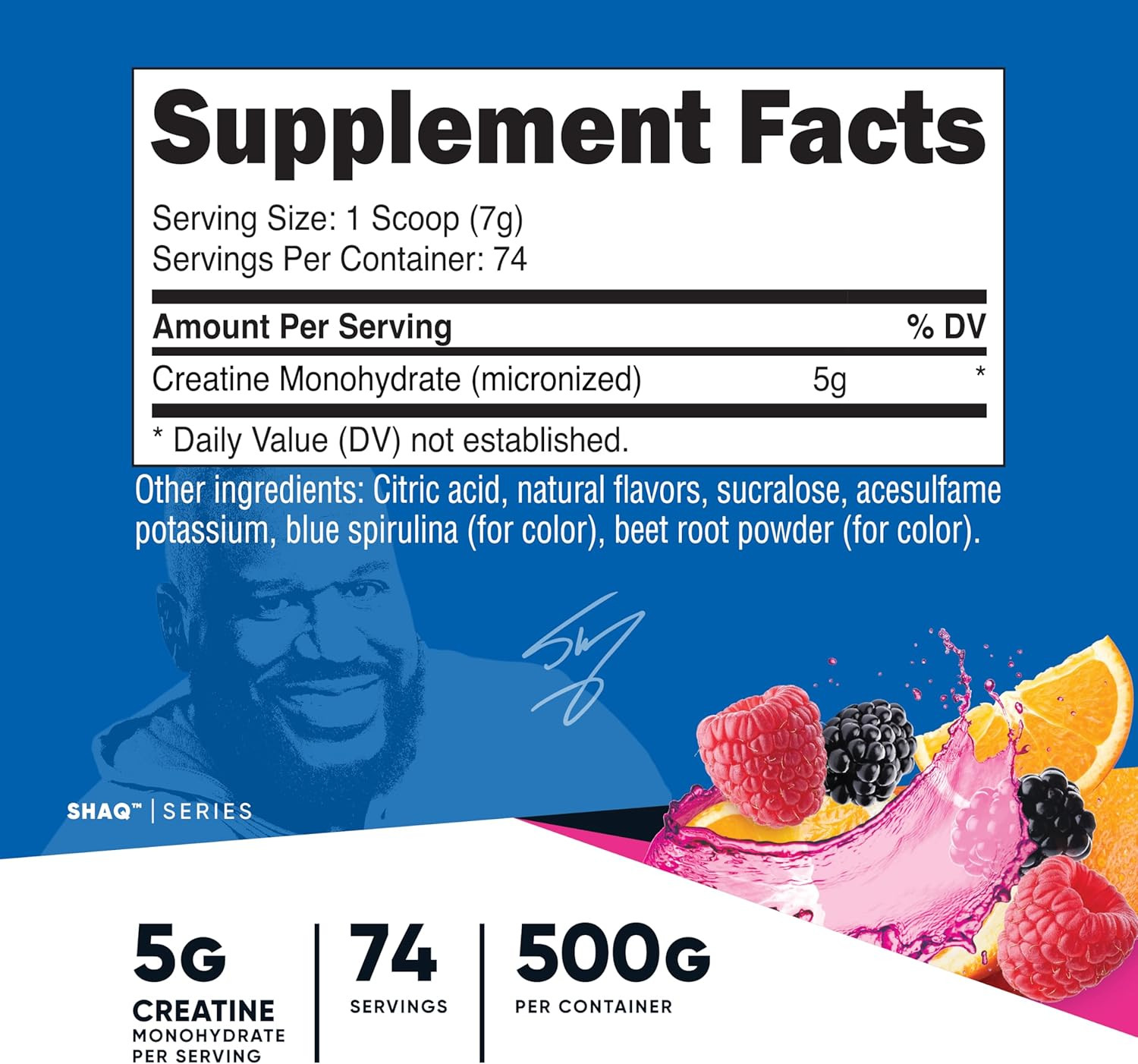 Creatine Monohydrate Powder (Shaq’S Berry Blast, 500 Gram) – Micronized Creatine