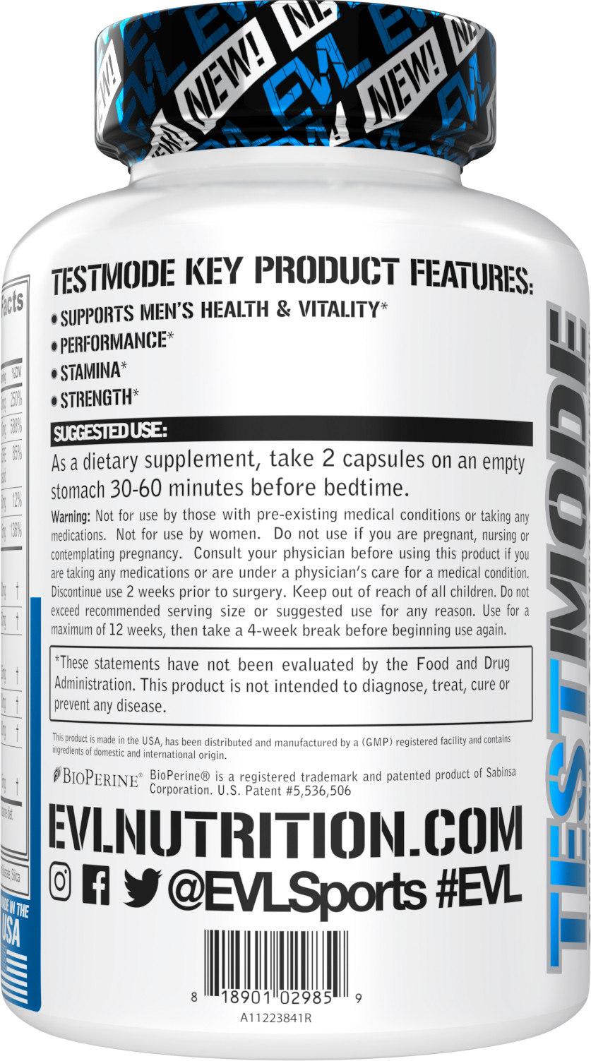 Evlution Nutrition TestMode – Natural Testosterone Booster – 50 Servings
