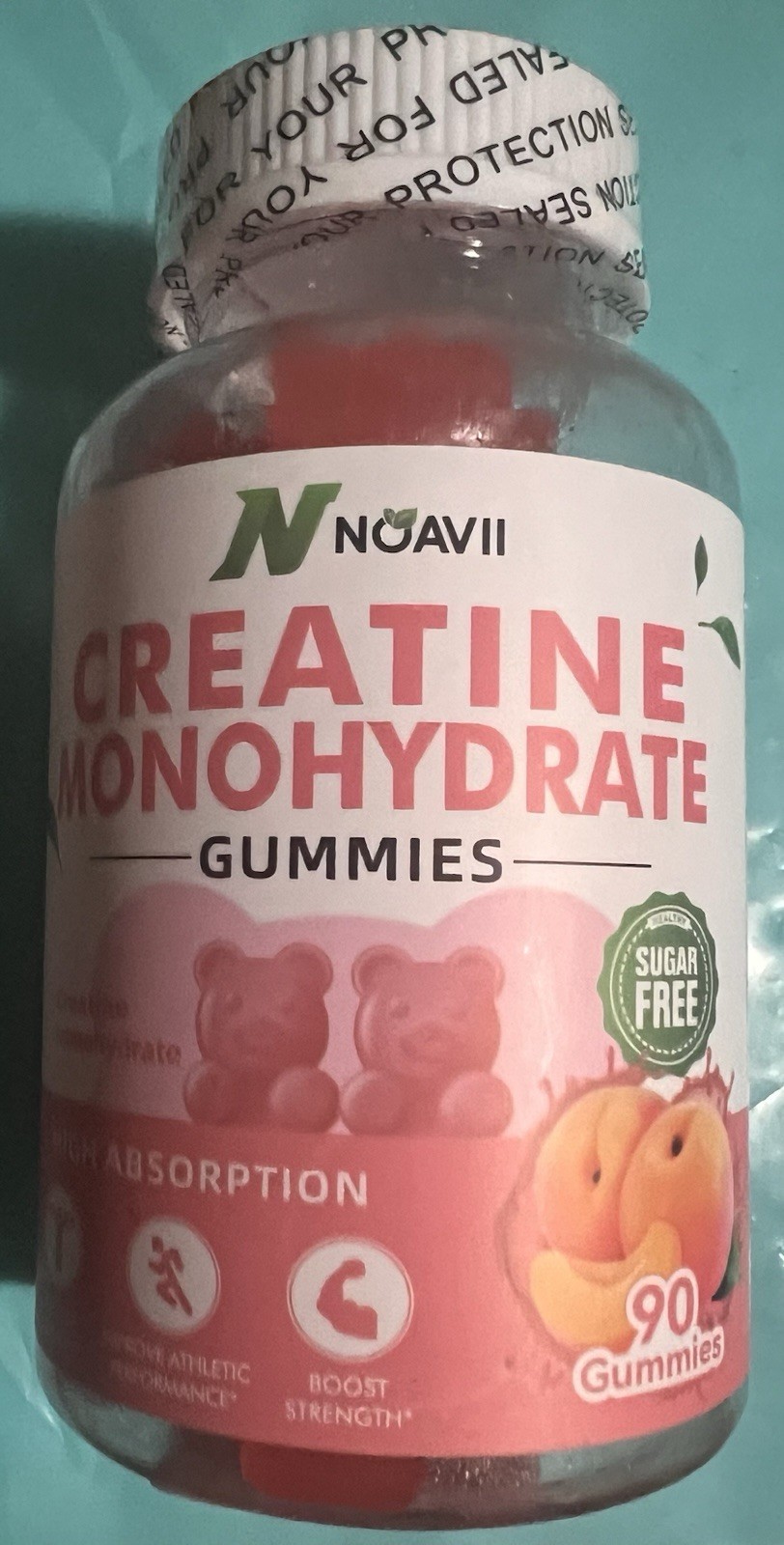 Noavii Creatine Monohydrate Gummies Strawberry Sugar Free 90 Ct Exp 1/27