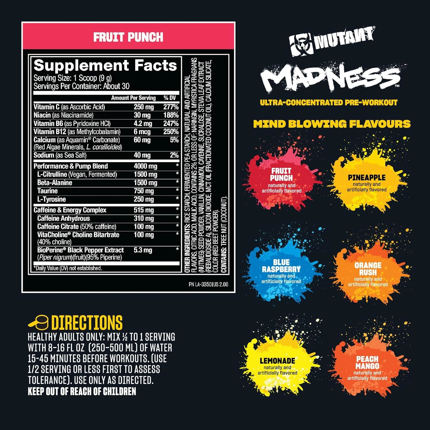MUTANT MADNESS Ultra-Concentrated Pre-Workout Energy Performance Focus 30 Serves