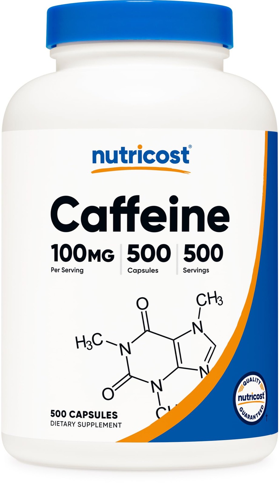 Nutricost Caffeine Pills 100mg, 500 Capsules 500 Count (Pack of 1)