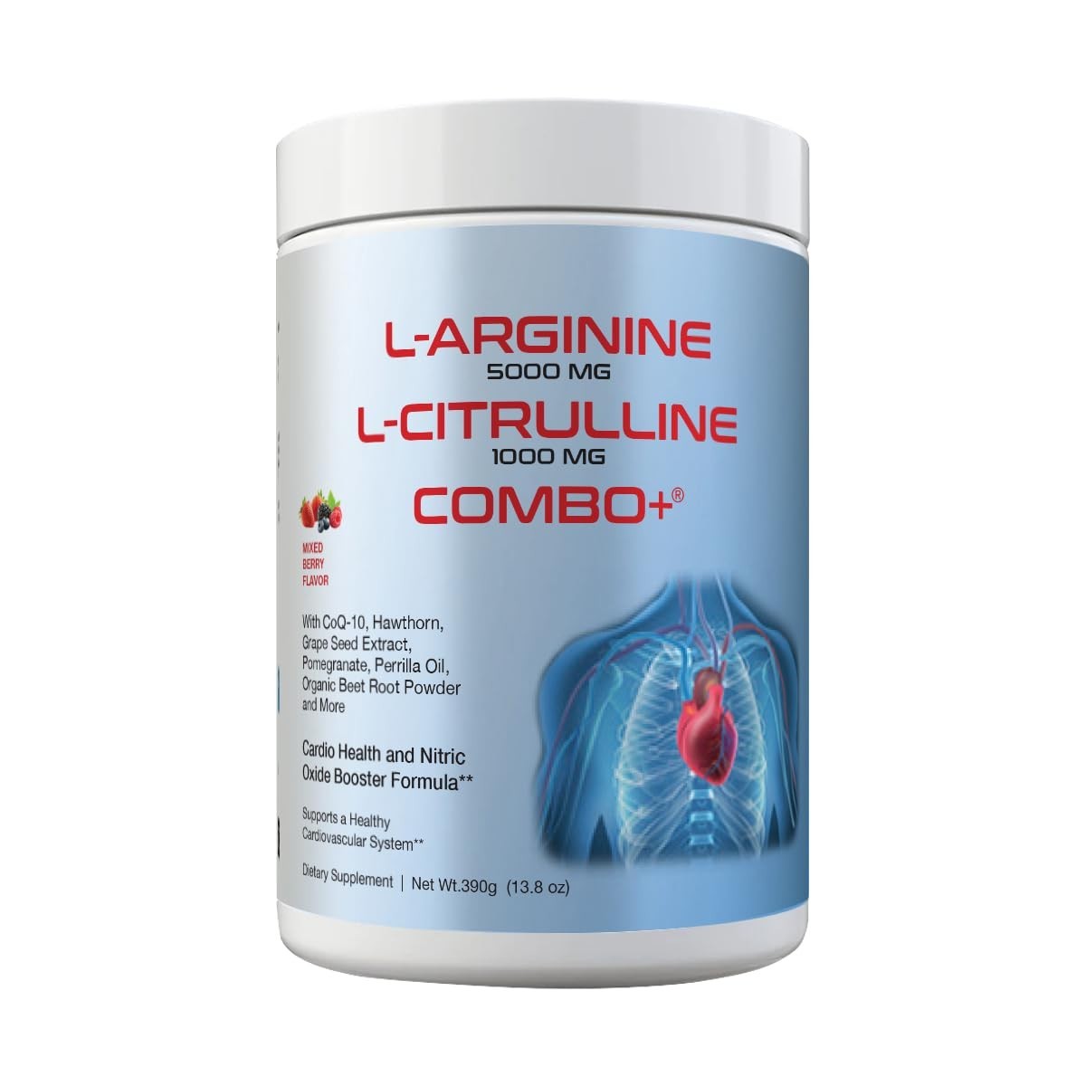 L-Arginine 5000mg & L-Citrulline 1000mg Powder – Nitric Oxide Booster, 30 Servin