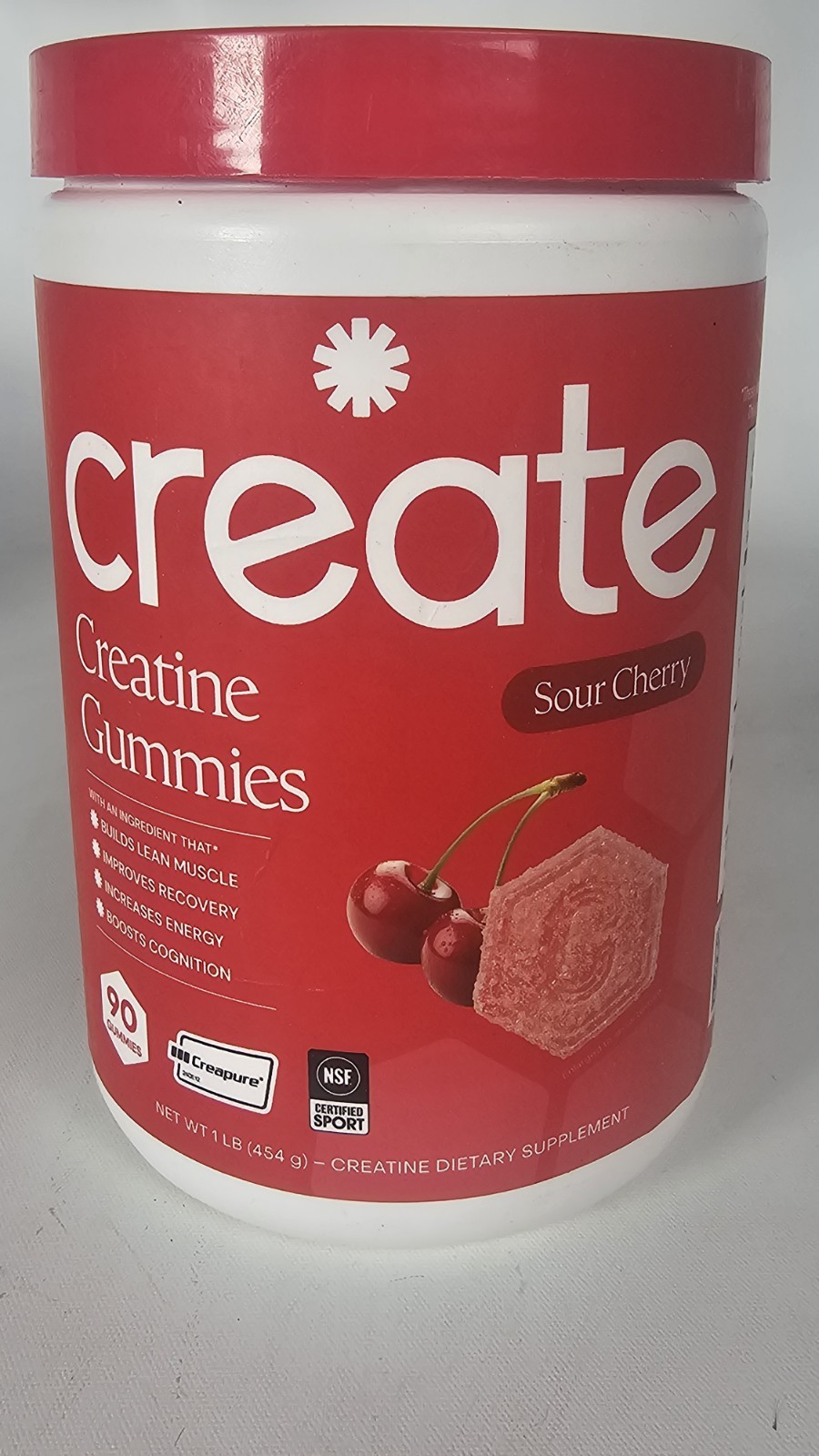 Create Creatine Gummies – 1 Lb. – Energy – Muscle -Boost – Sour Cherry Exp:9/27