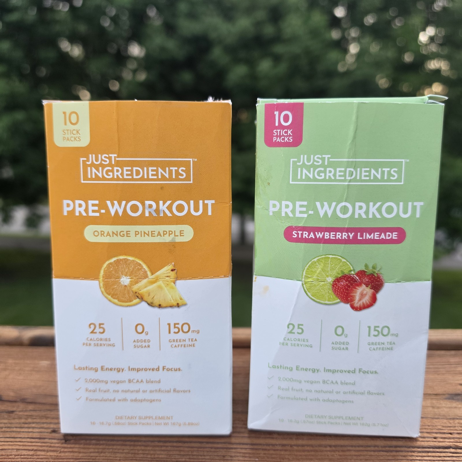*2*JUST INGREDIENTS Pre-Workout Sports Drink Powder Packet Orange Pineapple-10ct